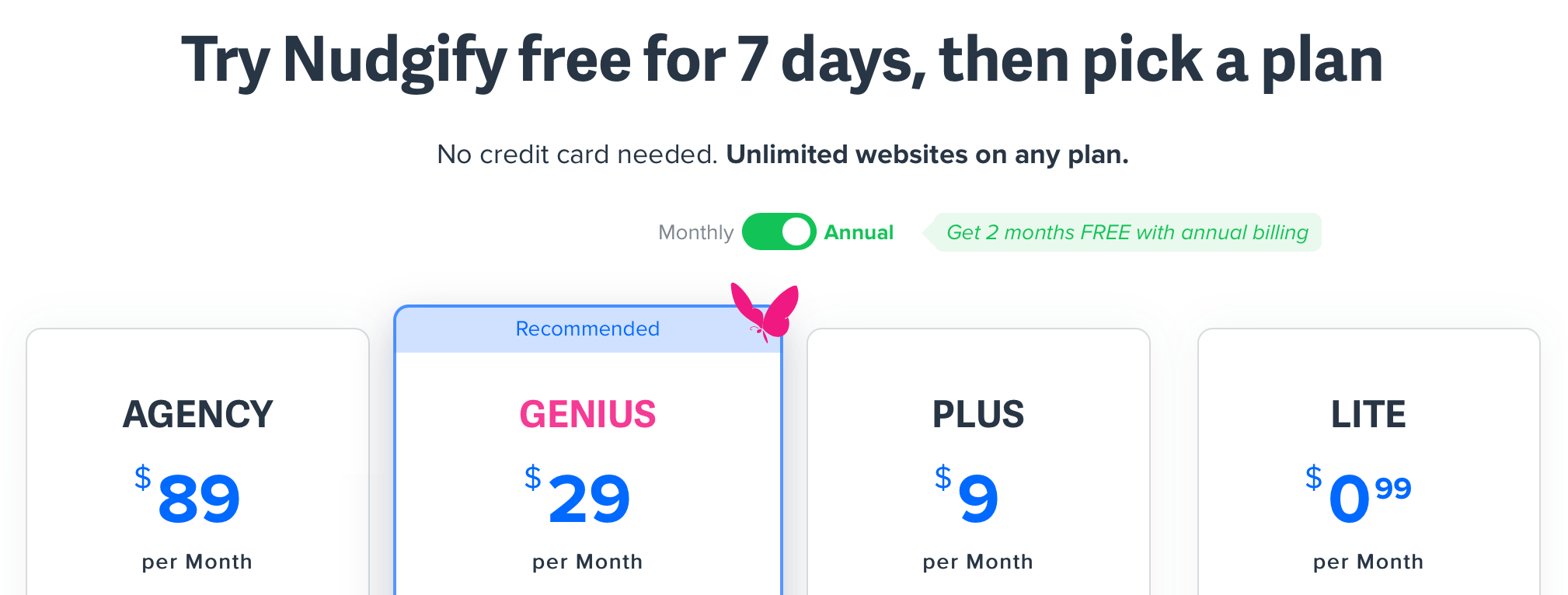 nudgify free trial and plans