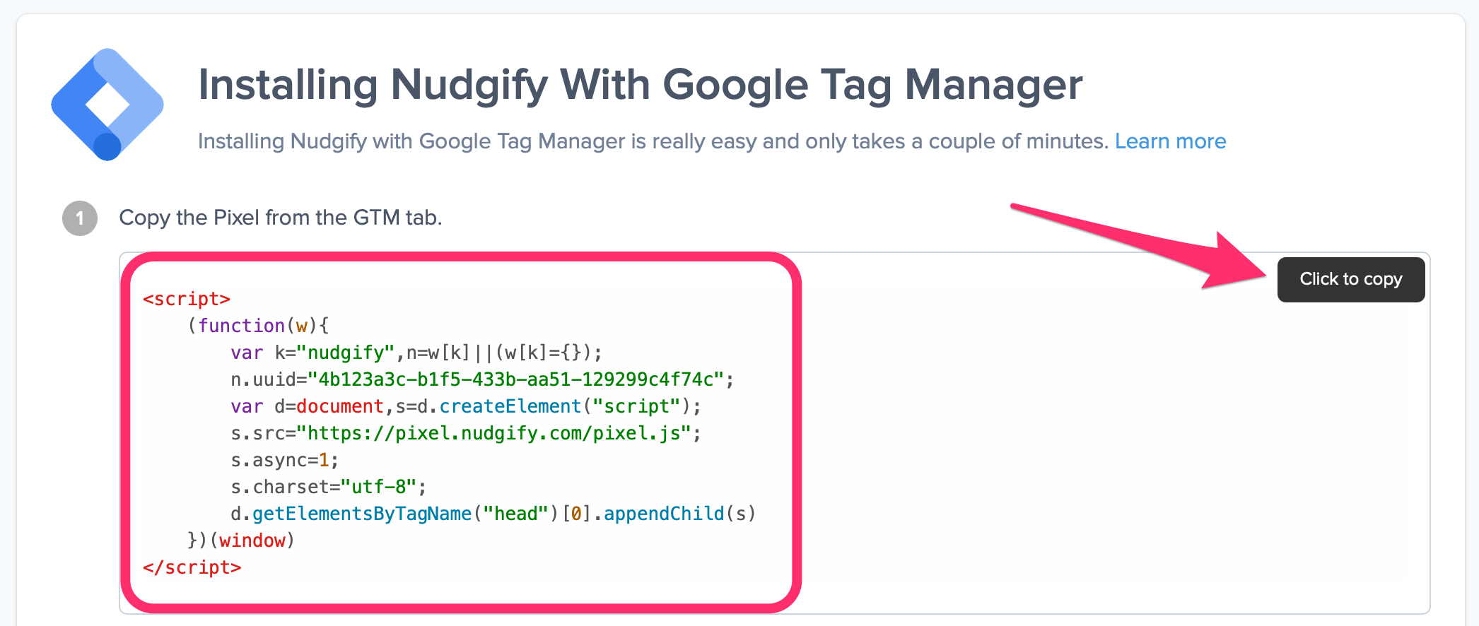 nudgify on google tag manager