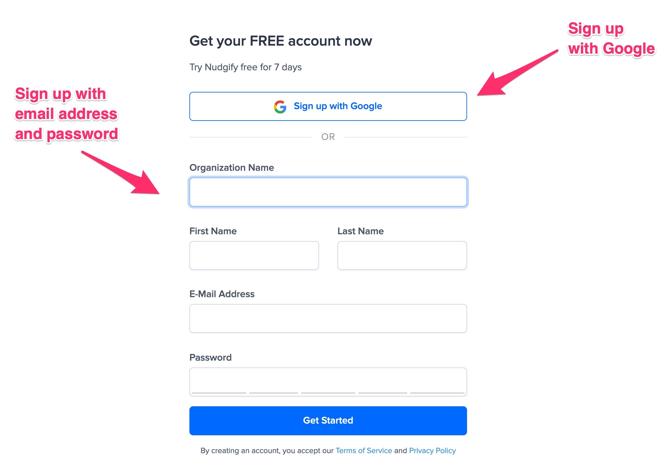 Sign Up & Log In With Your Google account | Nudgify Docs