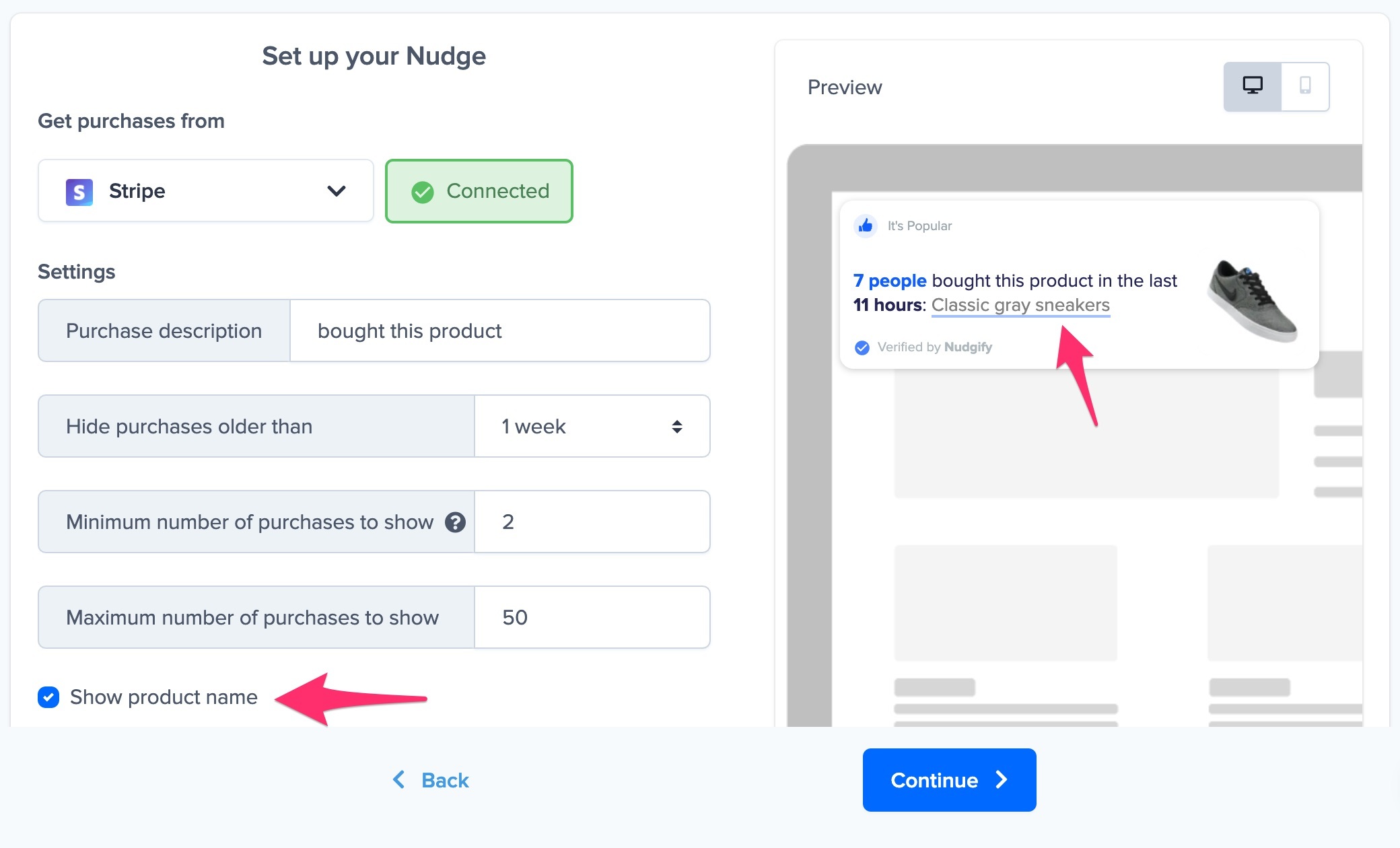 recent purchase nudge to create social proof