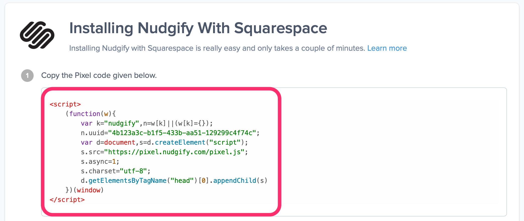 nudgify pixel squarespace