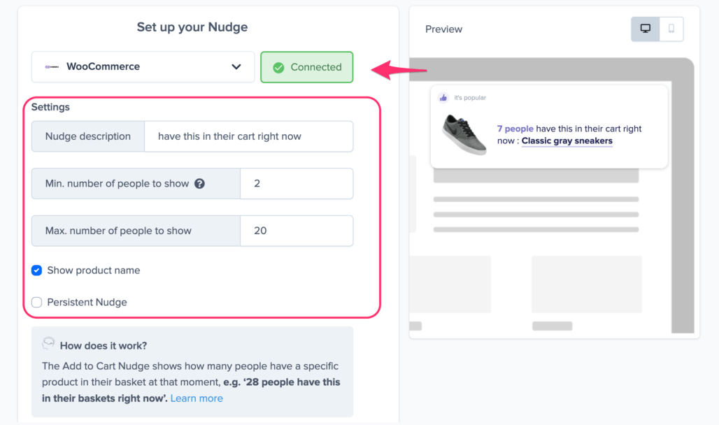 add to cart social proof settings