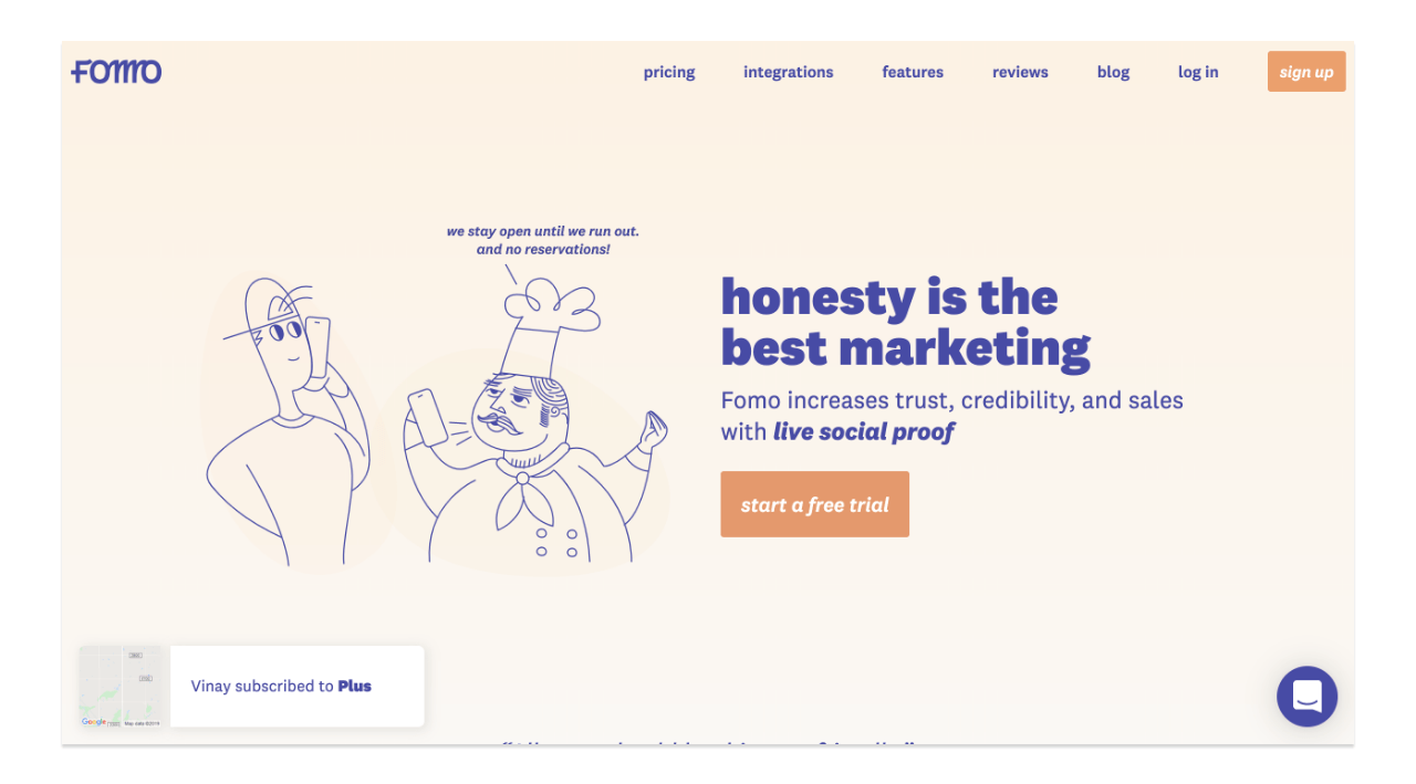 fomo homepage screenshot