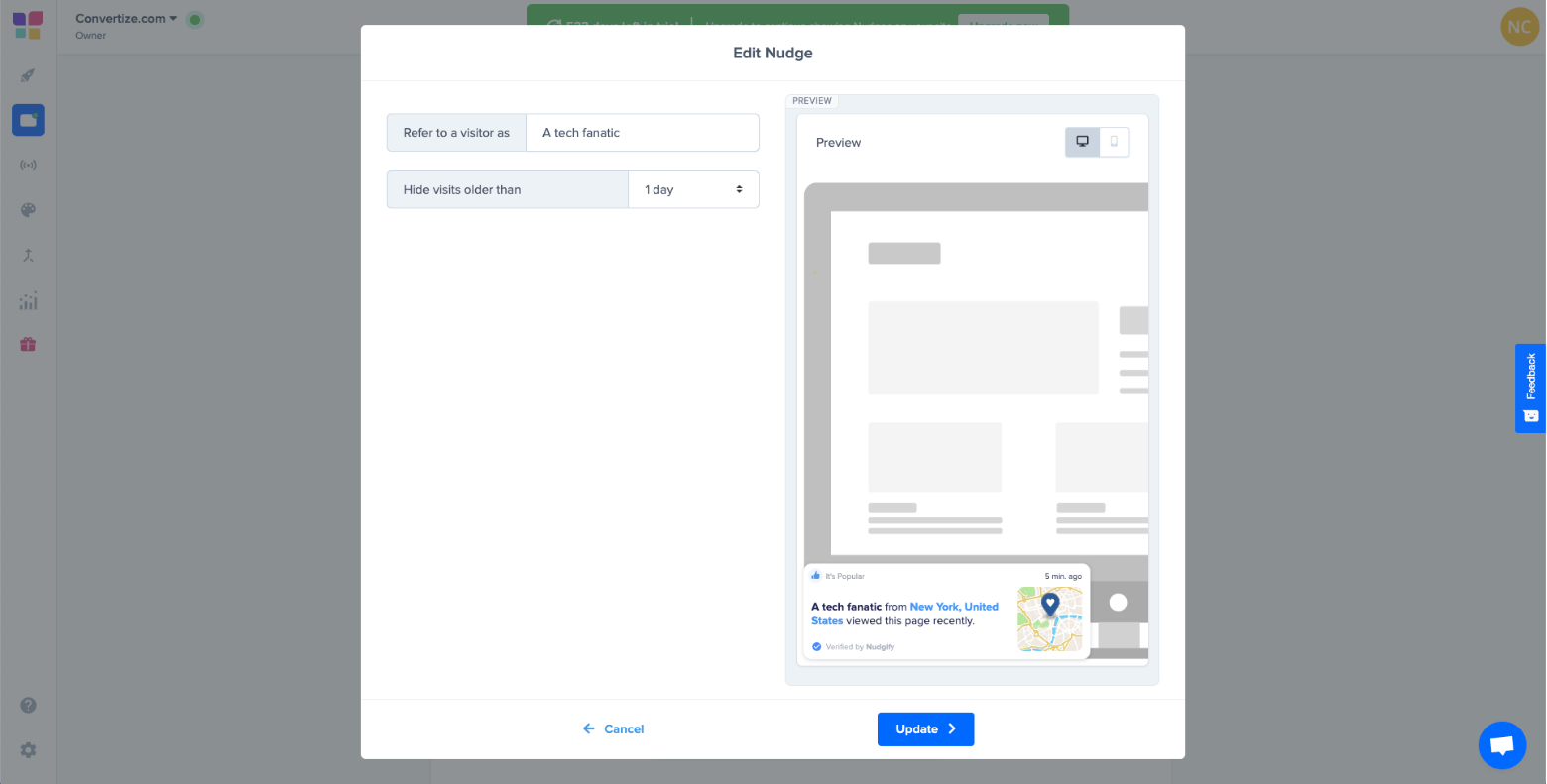 nudgify nudge builder
