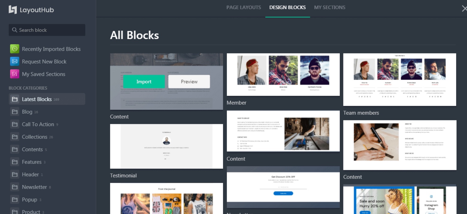 layout hub shopify page builder